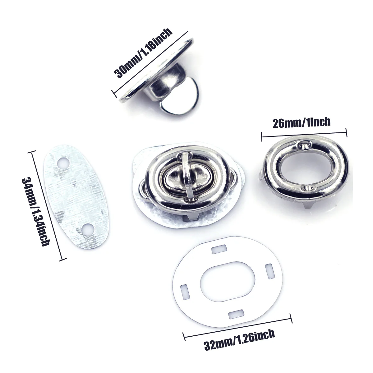Twist Turn Locks Frame Kiss Clasps Silver Tone Oval Metal Closure Purse DIY Bag Accessories 30x21mm view 3