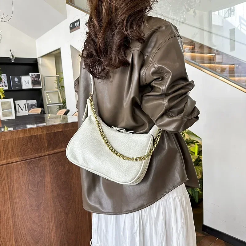 Women Handbags 2024 New High Quality Fashion Simple Korean Luxury Brand Shoulder Bags Ladies Solid Underarm Bags Bolso Mujer