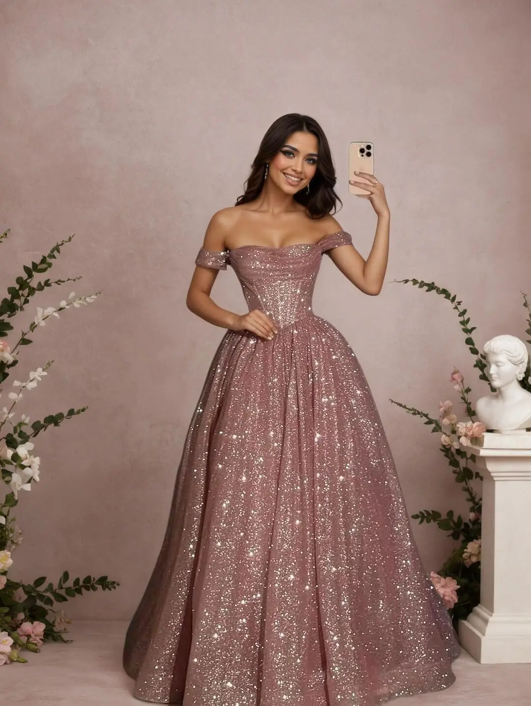 2026 Long Sparkly Sequin Tulle Prom Dress A Line Corset Formal Ball Gown Party Luxury Dress Off Shoulder Quinceanera Dress - Image 3