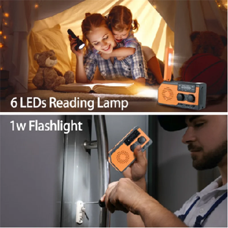 A73E-5000Mah Notfall Solar Power Radio USB Lade Handkurbel Dynamo Taschenlampe FM AM WB NOAA Wetter Radio Power Bank