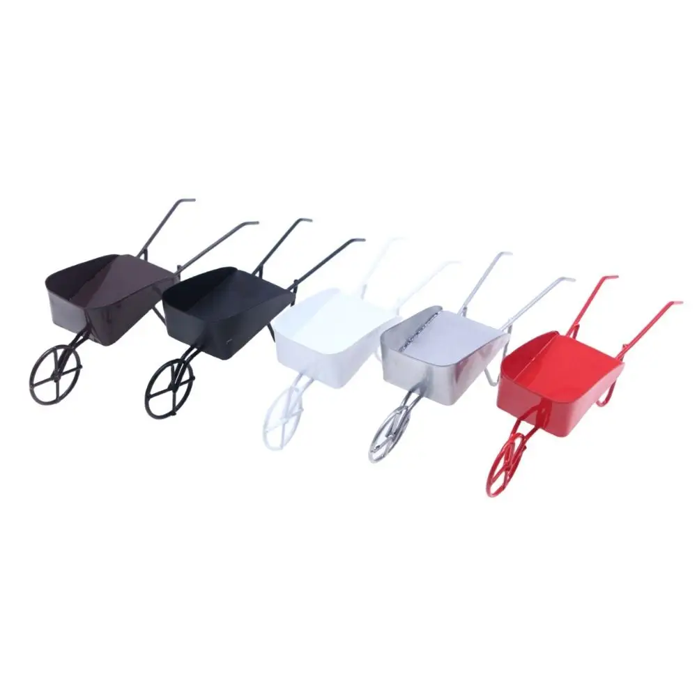 1:12 Dolls House Dolls House Mini Wheelbarrows Mini Farm Tool Tiny Iron Cart Simulated DIY Mini Hand Pushing Trailer