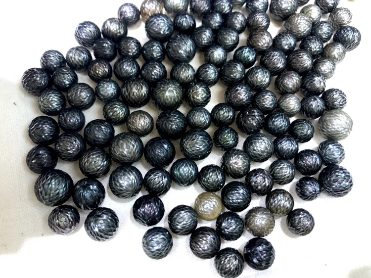 1piece salt sea pearl Tahitian carved pearl black  round 10-14mm FPPJ wholesale  nature loose beads for DIY jewelry