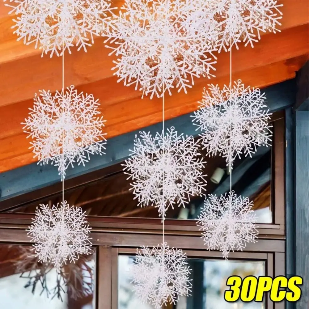 New Artificial Snowflake Christmas Snowflakes Ornaments Hanging Large Snow Flake Decoration White Xmas Tree Pendant Home Decor