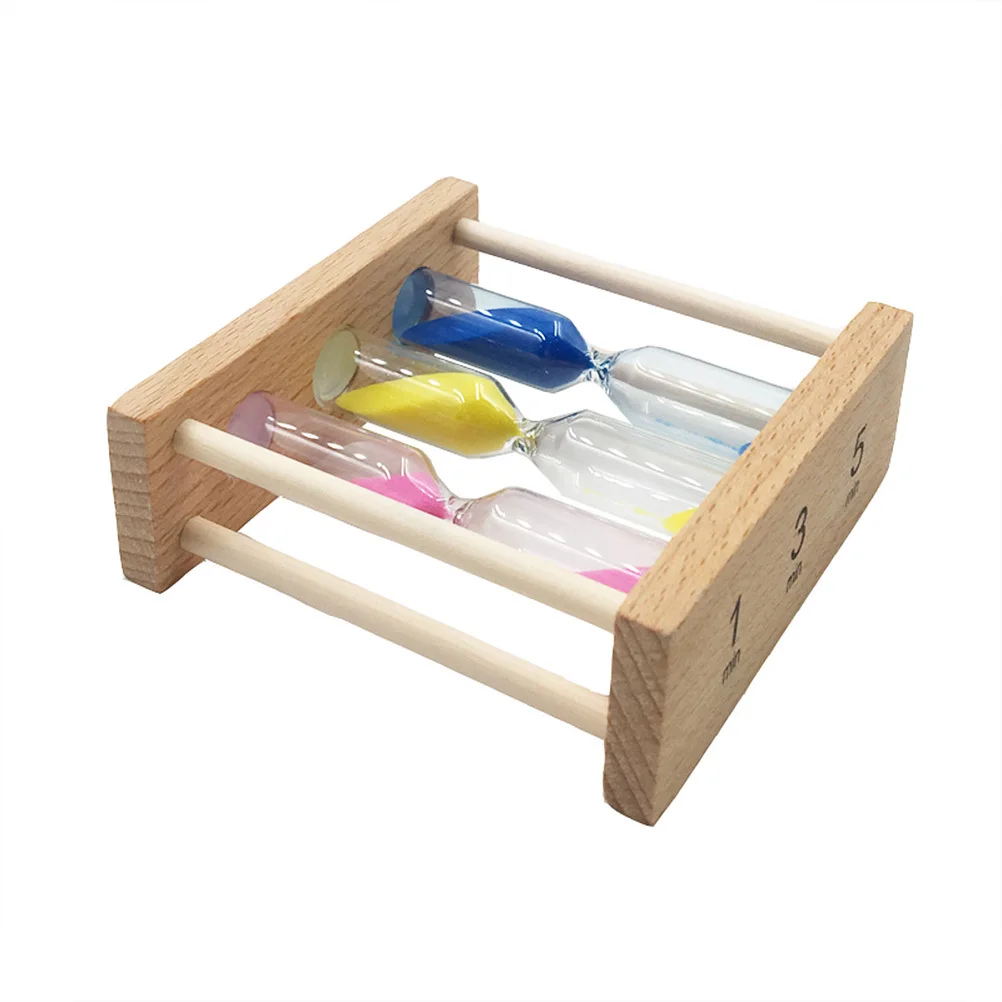 

Set of 3 Hourglass Timers 1 3 5 Minutes Colorful Wood Frame Sandglass Sand Clock for Cooking Playing Exercising Home Office