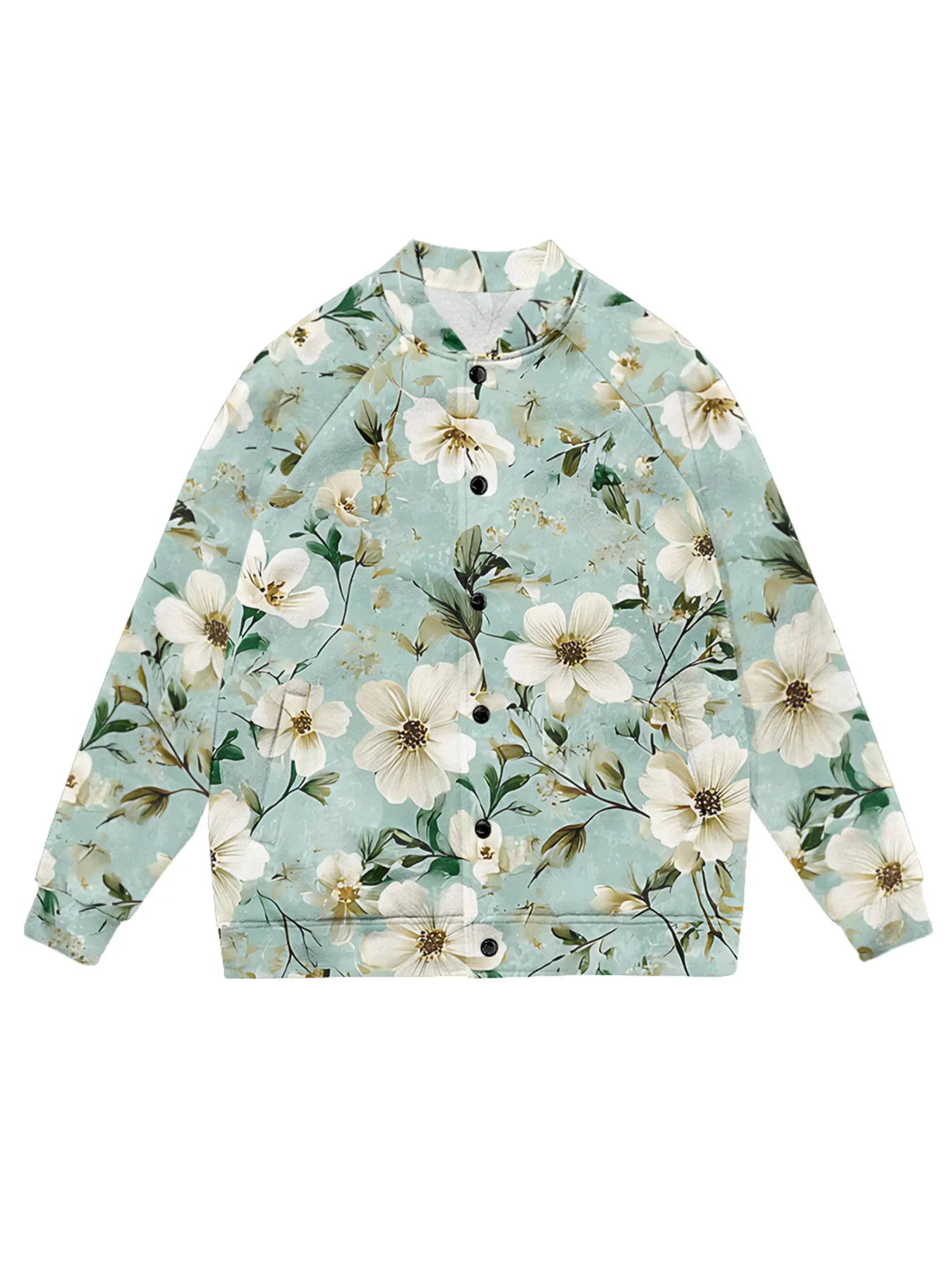 

Vintage Floral Baseball Jackets Multicolor Outerwear Botanical Prints Casual Korean Street Loose-Fit Cardigan for Women Men
