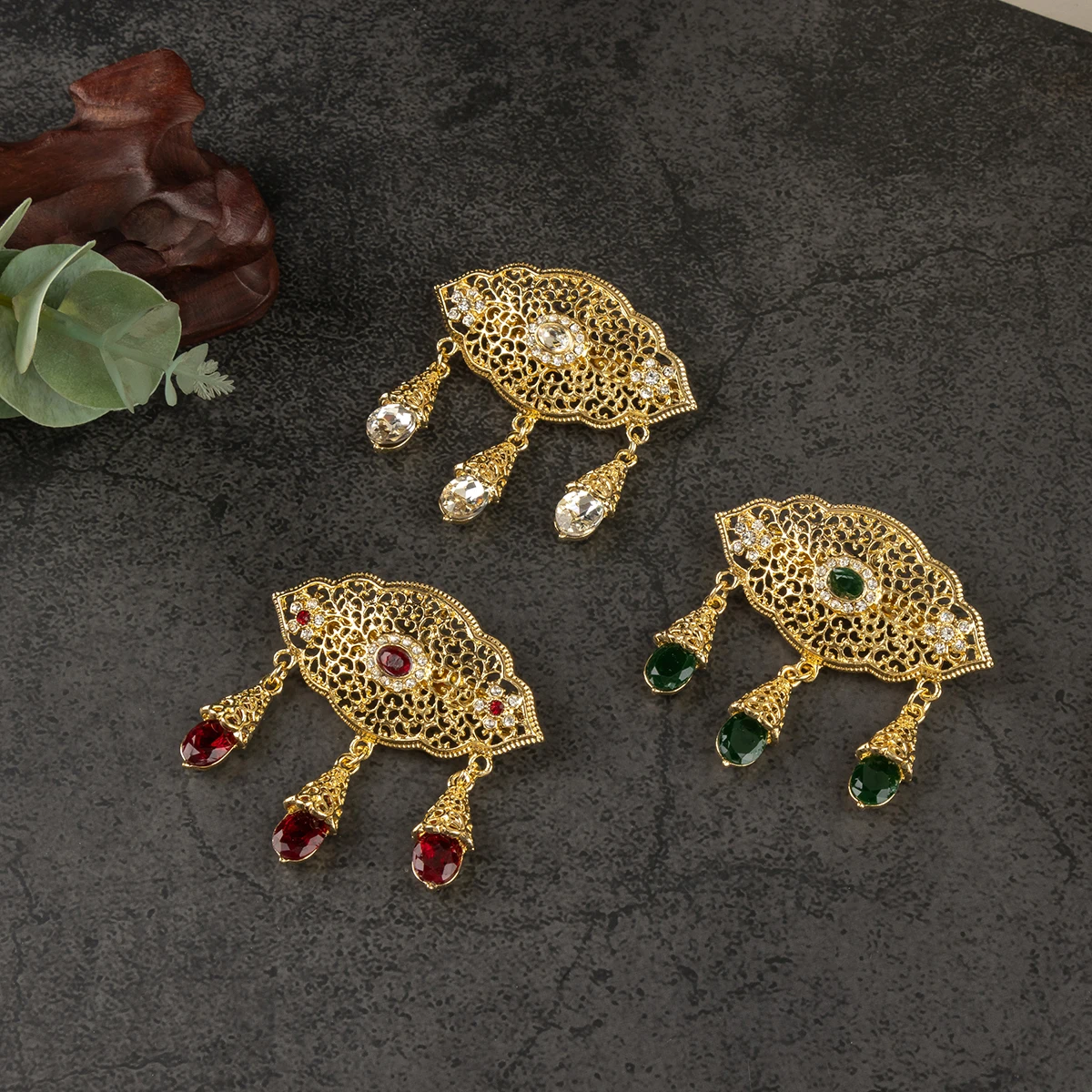 

The Metal Hollow-Carved Round Small Pendant Features An Opulent Exquisite Design And Is A Luxurious Moroccan Bride's Brooch