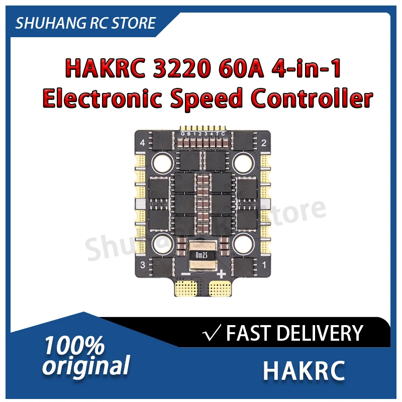 HAKRC 3220 60A 4-in-1 ESC BLHeli_32 2-6S Lipo Brushless Speed Controller DShot1200 for FPV Racing Drone Quadcopter Accessories