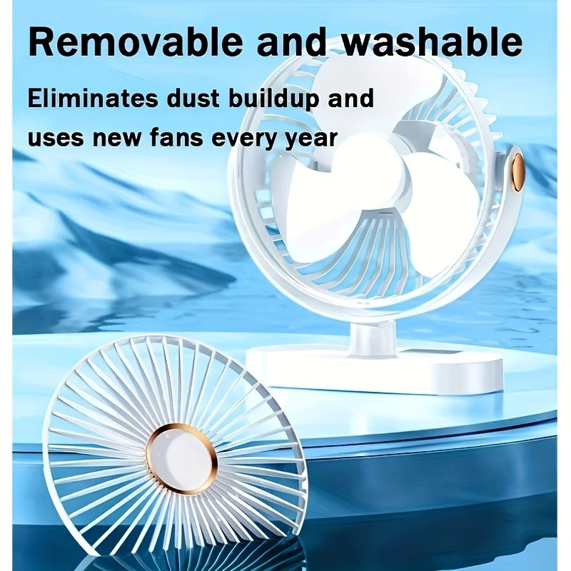 1pc 1500mAh Rechargeable Battery Powered Quiet Table Fan - 5-Speed Portable Desktop Fan with Button Control for Indoor and Outdo