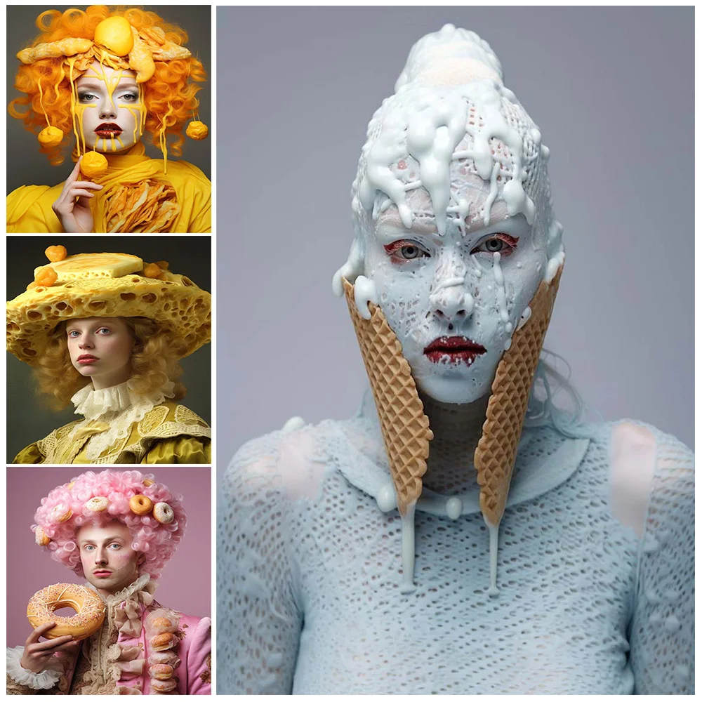 

Fashion Pizza Girl Ice Cream Modern Woman Poster Wall Art Canvas Painting Home Decor Wall Pictures For Living Room Unframed