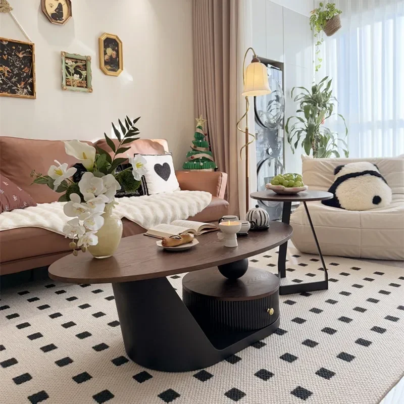 طراز العصور الوسطى، طاولة قهوة من الخشب الصلب، طراز وابي سابي، منزل بسيط حديث، غرفة معيشة صغيرة، طاولة شاي راقية مصممة #2