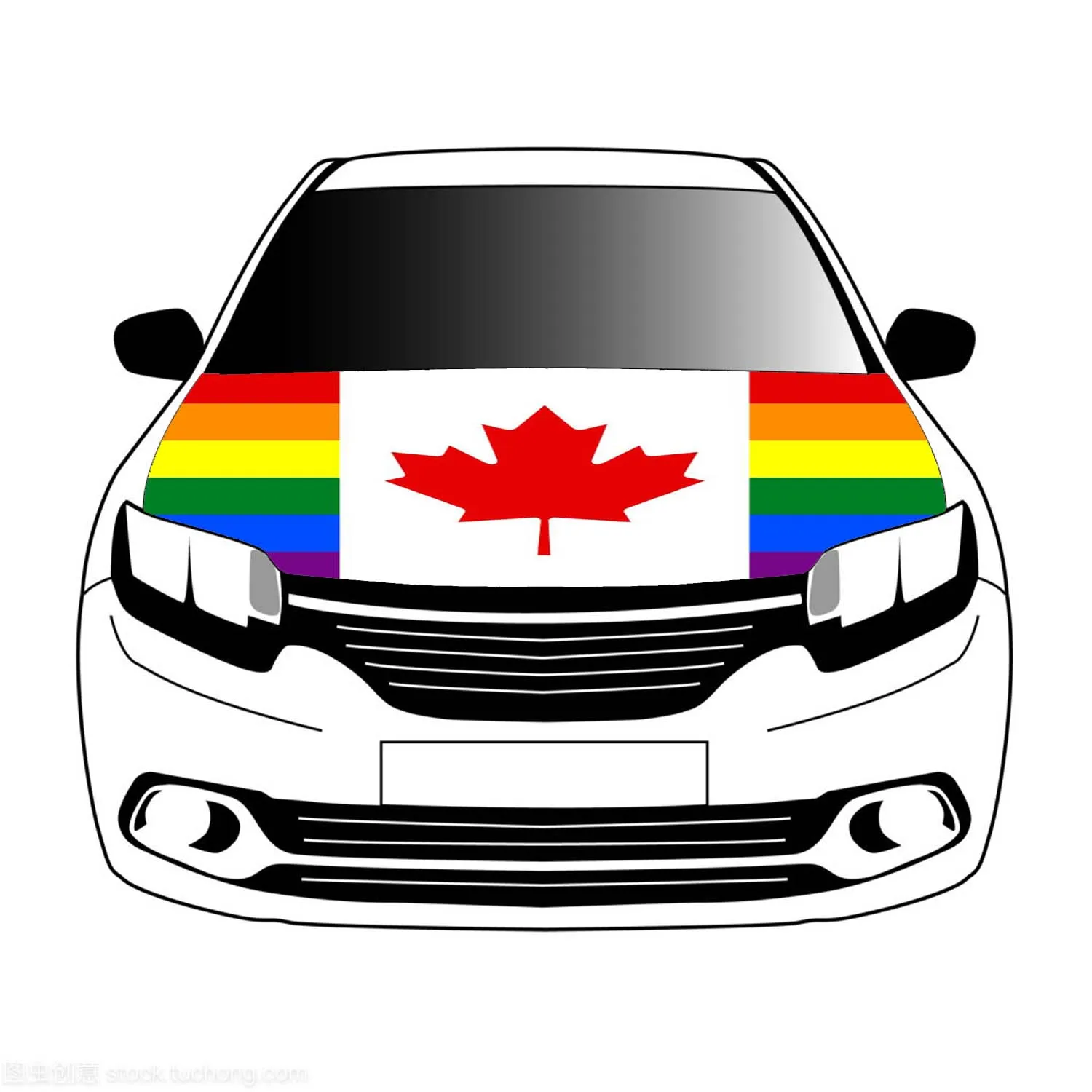 Canada rainbow  flag car Hood cover 3.3x5ft/5x7ft 100%polyester,car bonnet banner