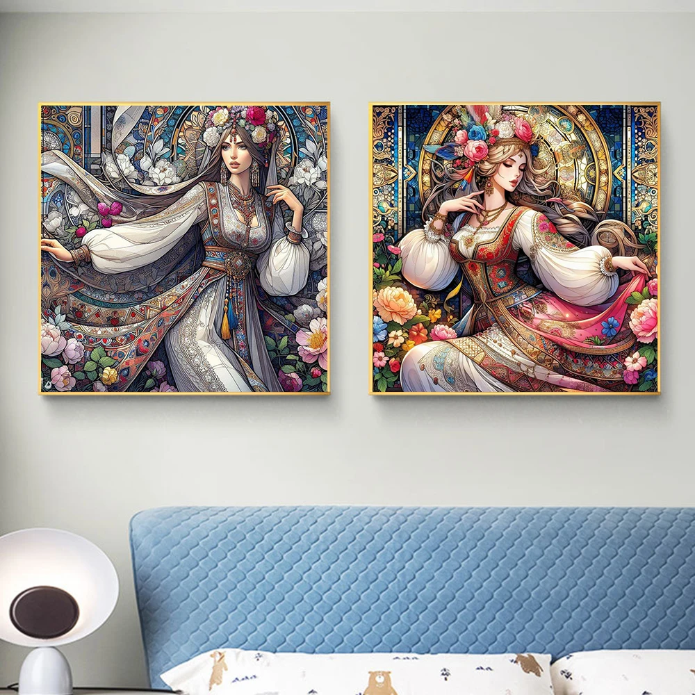 Diamond Painting Beautiful Women With Flower Noble Style 5D DIY Full Drills Mosaic Kits Embroidery Cross Stitch Wall Decor Art