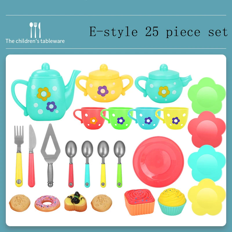 Teiera pomeridiana per bambini, tazza da tè, set da tè, cucina per ragazze, set di giocattoli per giocare a casa, regalo di compleanno per bambini, plastica