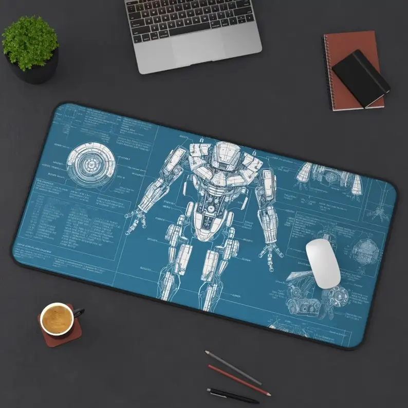 

Robot Blueprint Art Mousepad, Anti-Slip Waterproof Green Gaming Mouse Pad,Office Desktop Decoration,Suitable for Work and Gaming