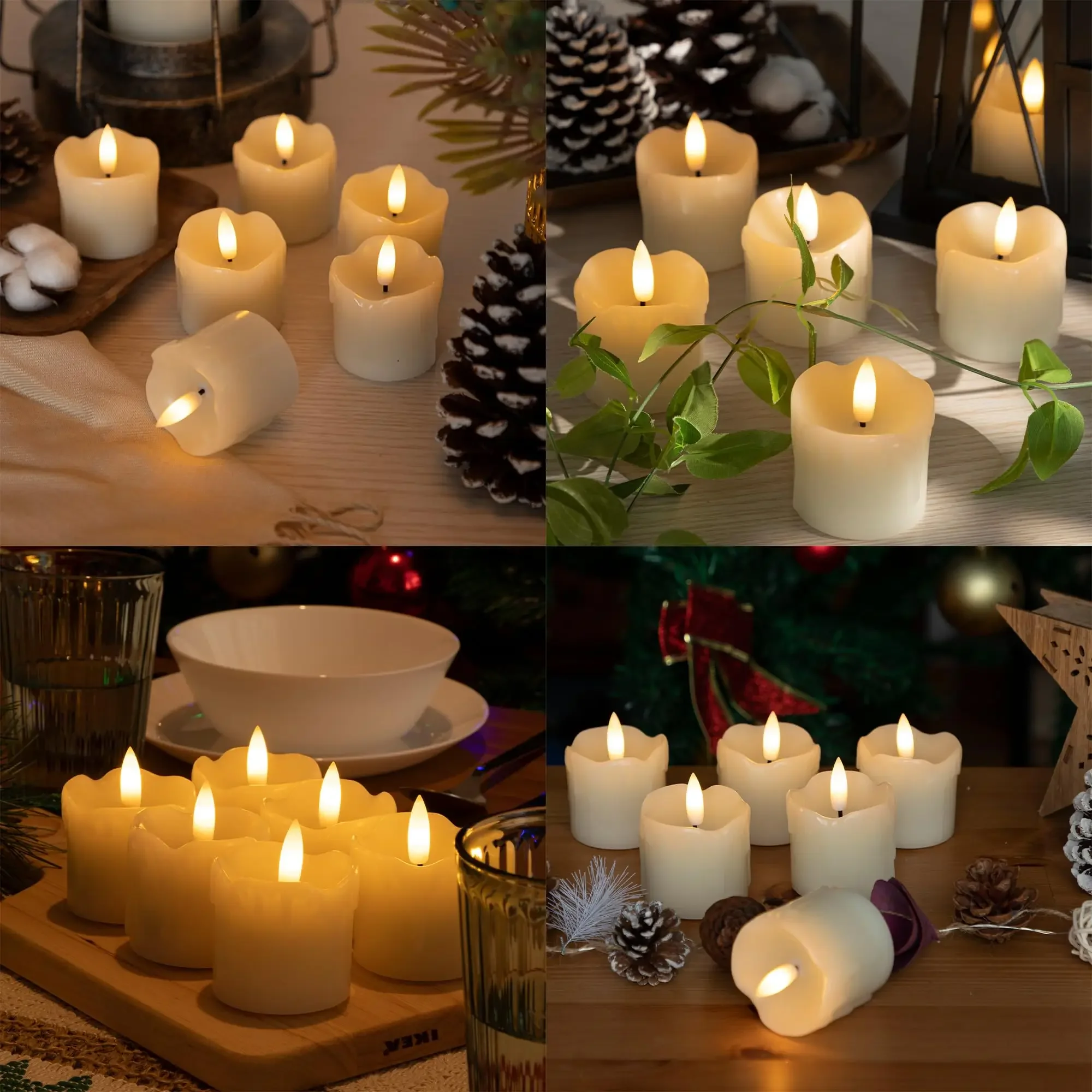 Flickering Real Wax Led Candles Flameless Votive Candles with Remote 3D wick Tea Light Wedding Party Holiday Home Decoration