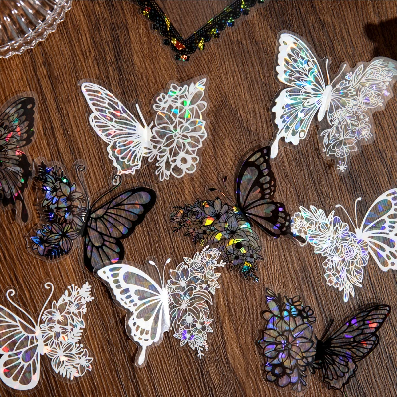 Yoofun 10pcs/lot Butterfly Frame Lace Stickers Cute Decor Collage Junk Journal DIY Scrapbooking Creative Craft Stickers