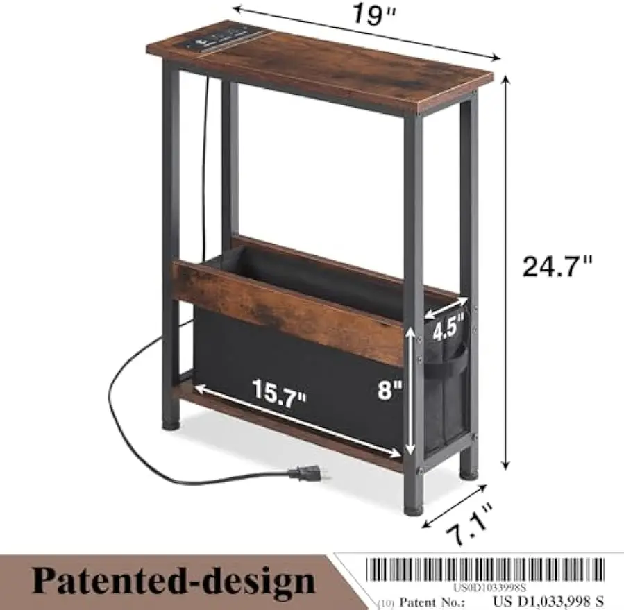 Compact Charging Side Table with Storage Drawer and USB Ports for Small Spaces