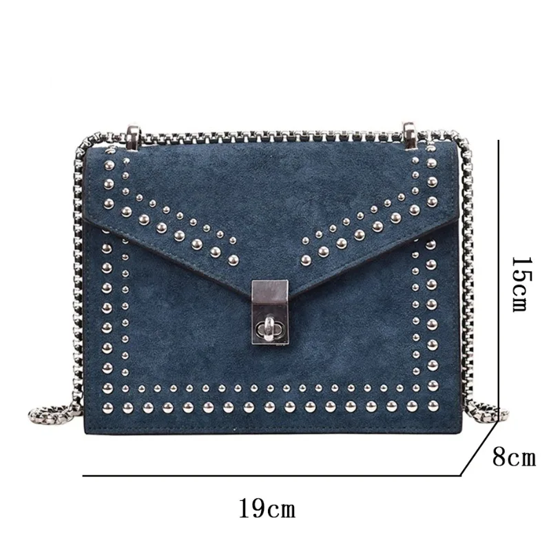 Scrub Leather Brand Designer Shoulder Simple Bags for Women 2024 Chain Rivet Luxury Crossbody Bag Female Fashion Small Handbags