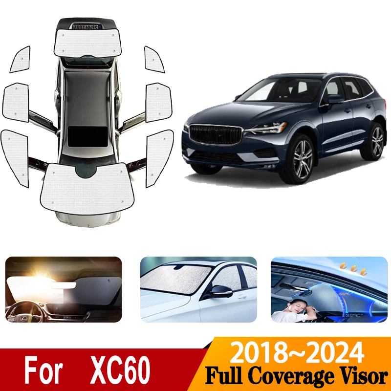 

Car Sun Visors For Volvo XC60 2024 Accessories 2018~2024 MK2 Auto Anti-UV Sunscreen Window Sunshade Covers Car Accessories Cover