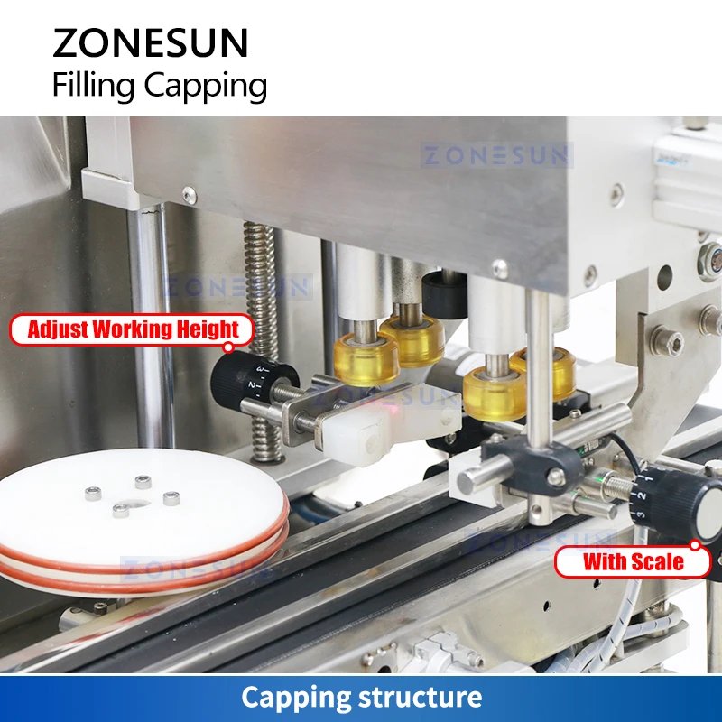 Zonesun-máquina de llenado y tapado de sobremesa, equipo de tapado de tornillo, bomba magnética, monobloque, ZS-DTFC4Y