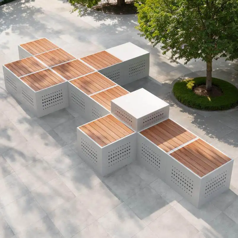 Outdoor stainless steel flower box seat stool combination park square sales department rest stool outdoor