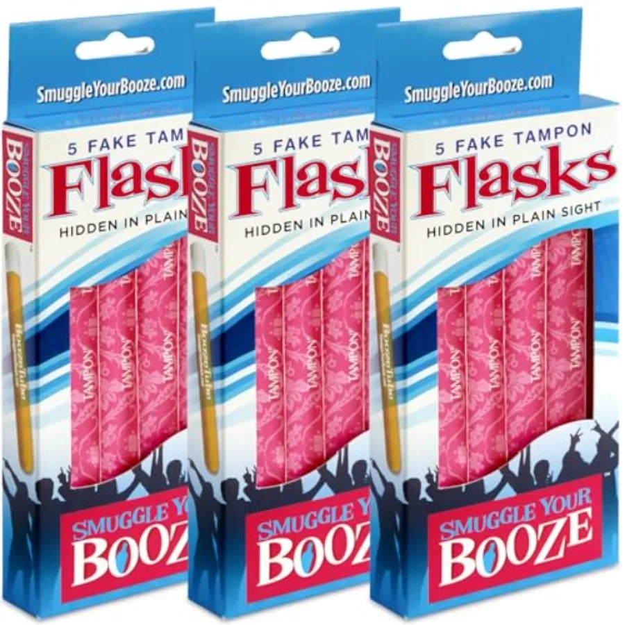 

15 Fake Hidden Tampon Flask Set by Reusable Secret Plastic Tube Containers for Women Leak-Proof Portable Holder for Concerts, F