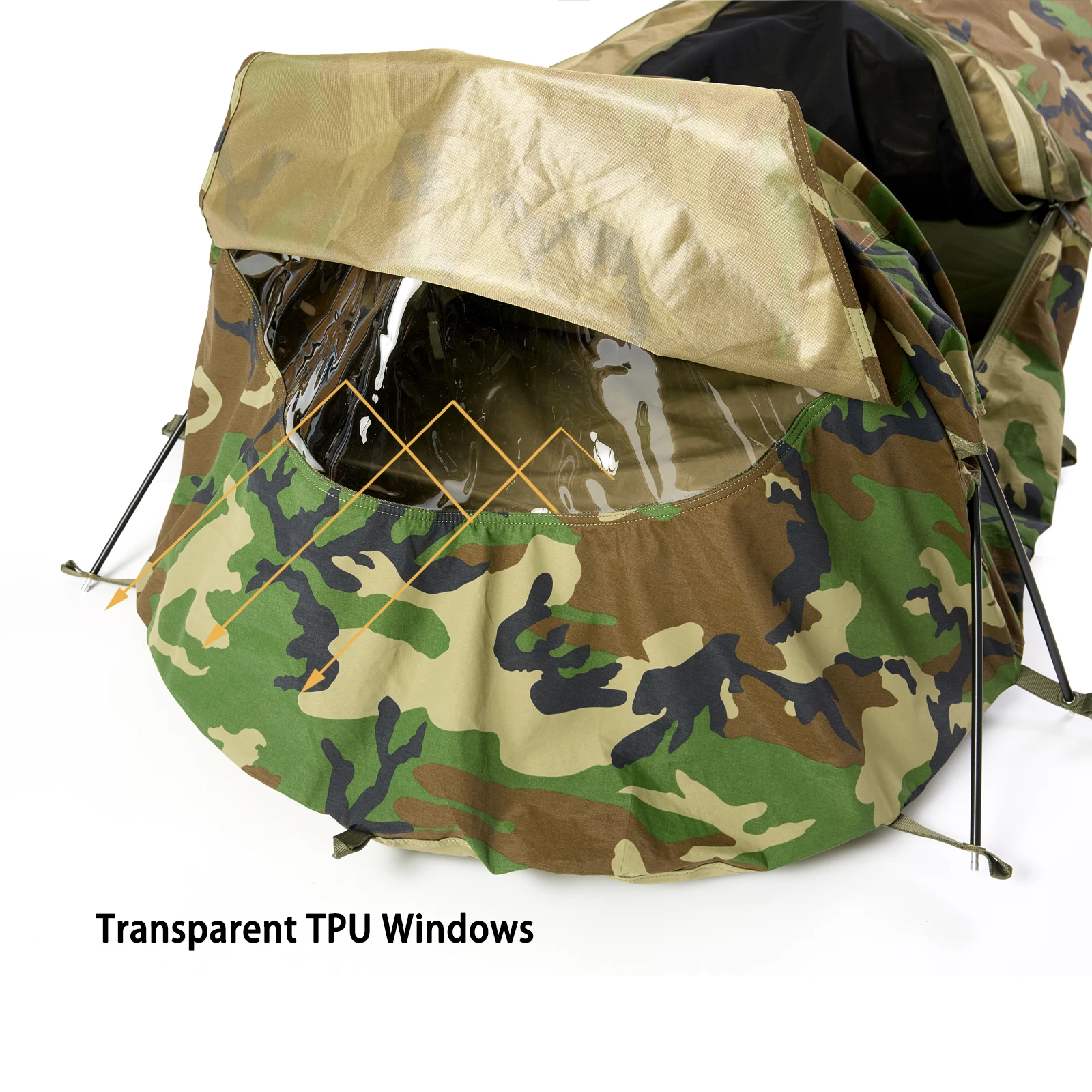 Military Hideaway Bivy Tent Lightweight Waterproof Camping Compact Single-Pole Tent for Backpacking Hiking-Woodland view 4