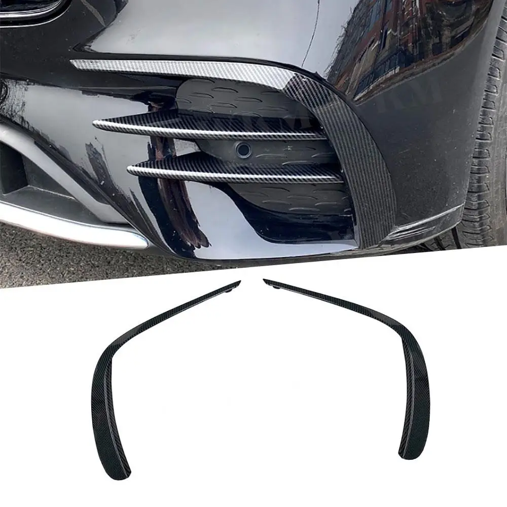 

ABS Front Bumper Air Vent Fender Spoiler For Benz E Class W213 E260 E300 E53 2021-2023 Car Bumper Trim Carbon Look Gloss Black