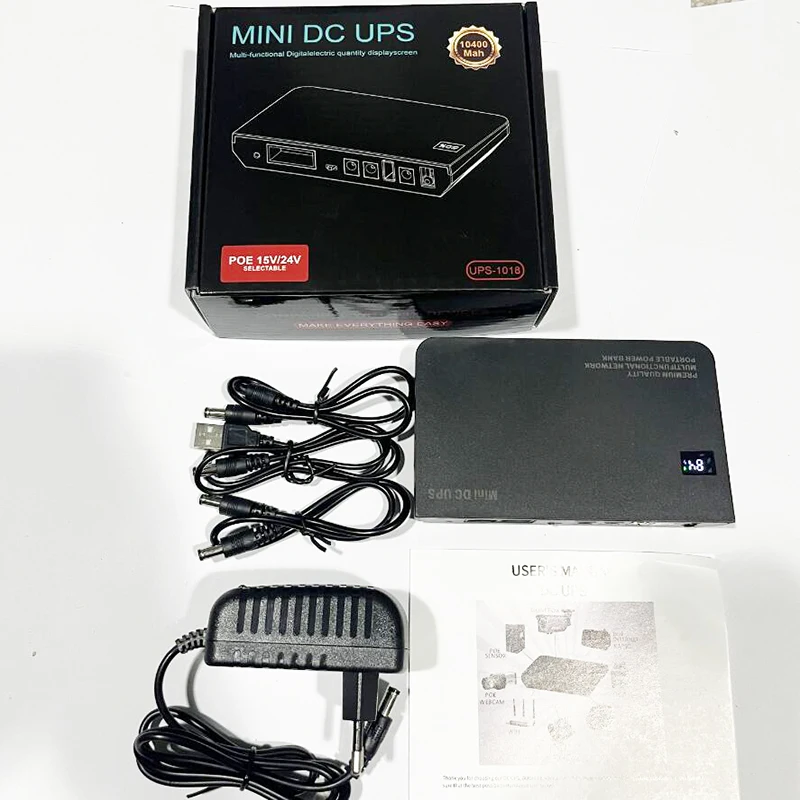 DC UPS Battery Backup 10400mAh 9V 12V 2A 15V 24V 1A Output Uninterruptible Power Supply 85‑265V UPS Battery Backup EU Plug