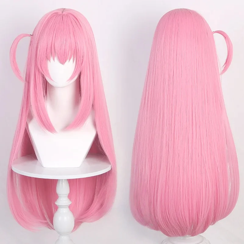 Pink Oblique Bangs Long Straight Hair Chemical Fiber Synthetic Wig | Comic Lonely Rock Character Goto Monophane Playing Wig