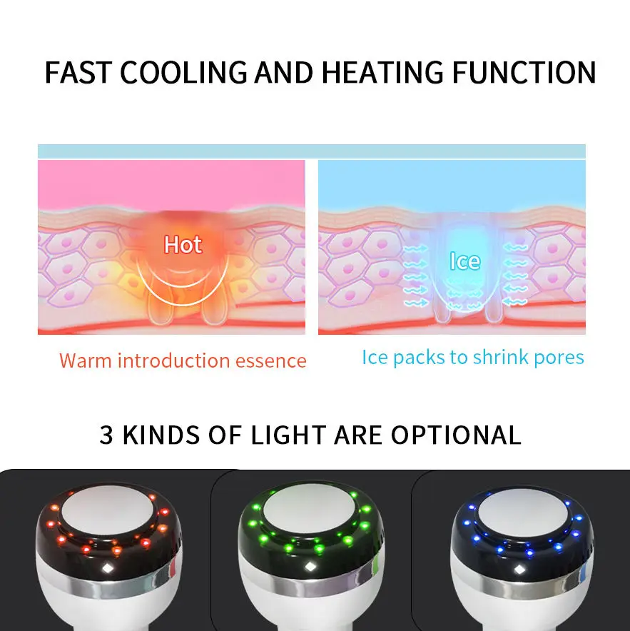 Macchina facciale professionale a martello per strumenti di bellezza caldi e freddi di alta qualità per la cura della pelle caricata con luce colorata