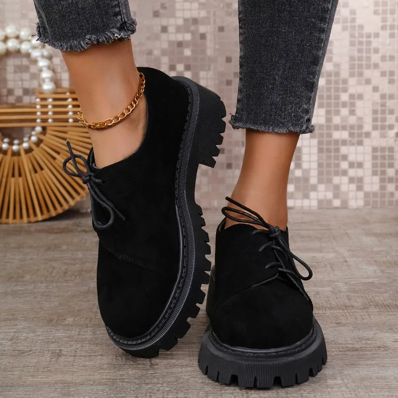 

2024 New Fall/Winter Women's Lace-up Leopard Print Solid Color Comfortable Walking Muffin Sole Unisex Casual Shoes