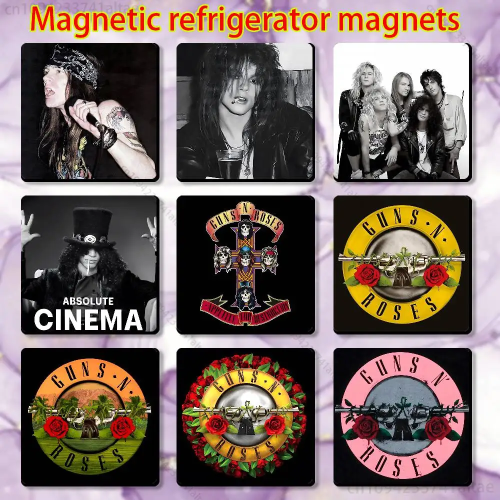 

G-Guns N R-Roses Fridge Magnet Personalized Magnetic Durable Plastic Square Picture Surface Fridge Magnets