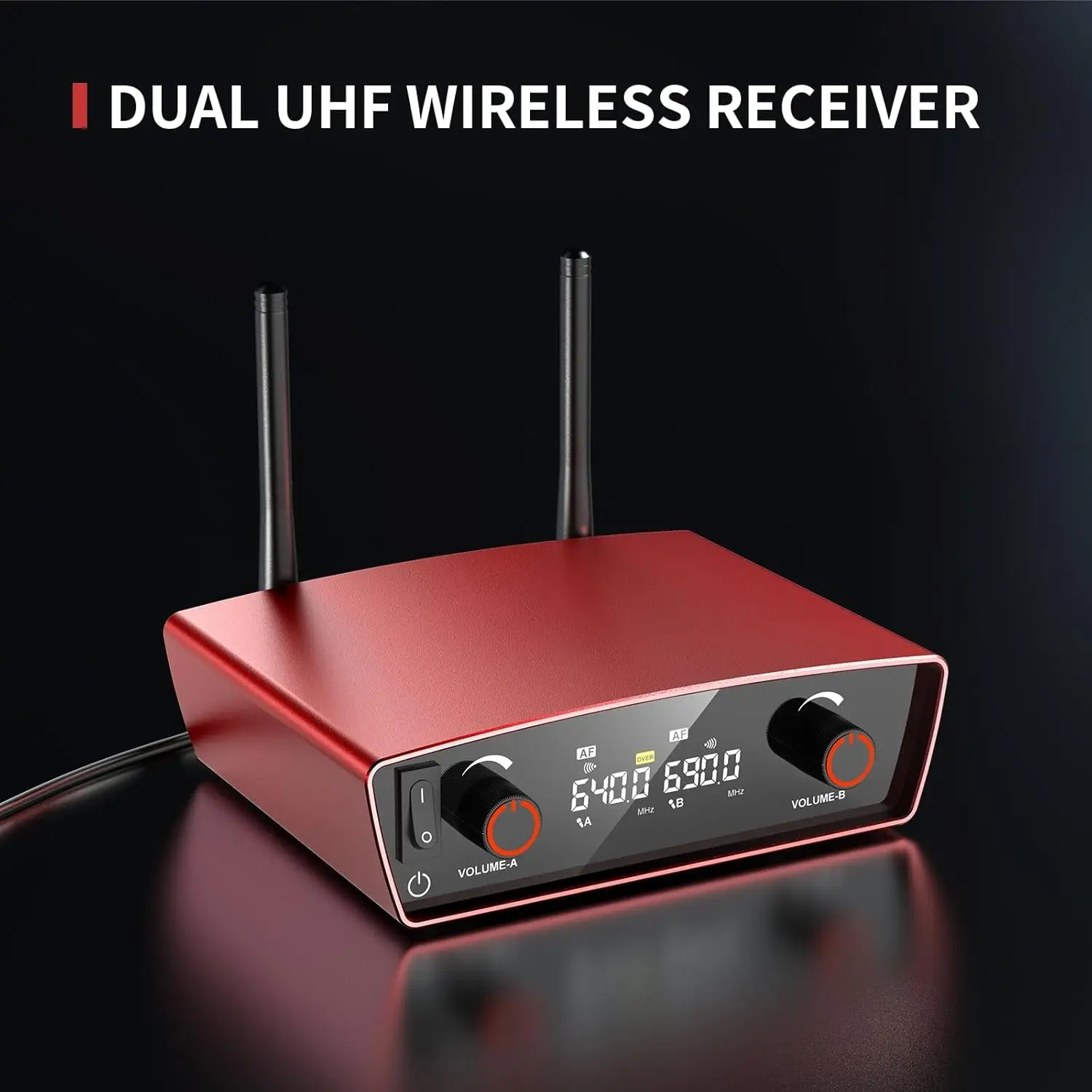 Dual Wireless Microphones for Karaoke, UHF, 275ft Range, Auto Scan, Handheld Dynamic Mics