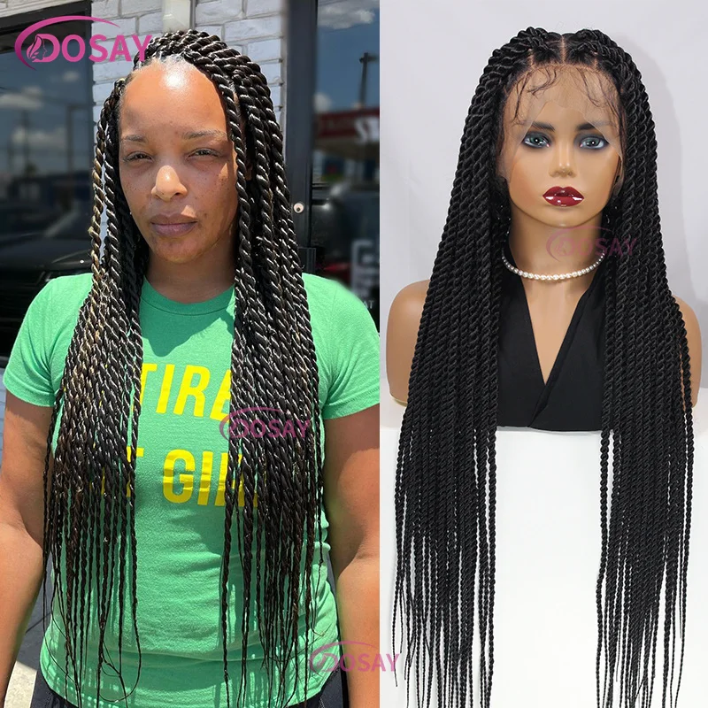 

Dosay Larger Twist Box Braided Wigs For Black Women 36 Inch Goddess Box Faux Locs Full Lace Frontal Wig Synthetic Braided Wigs