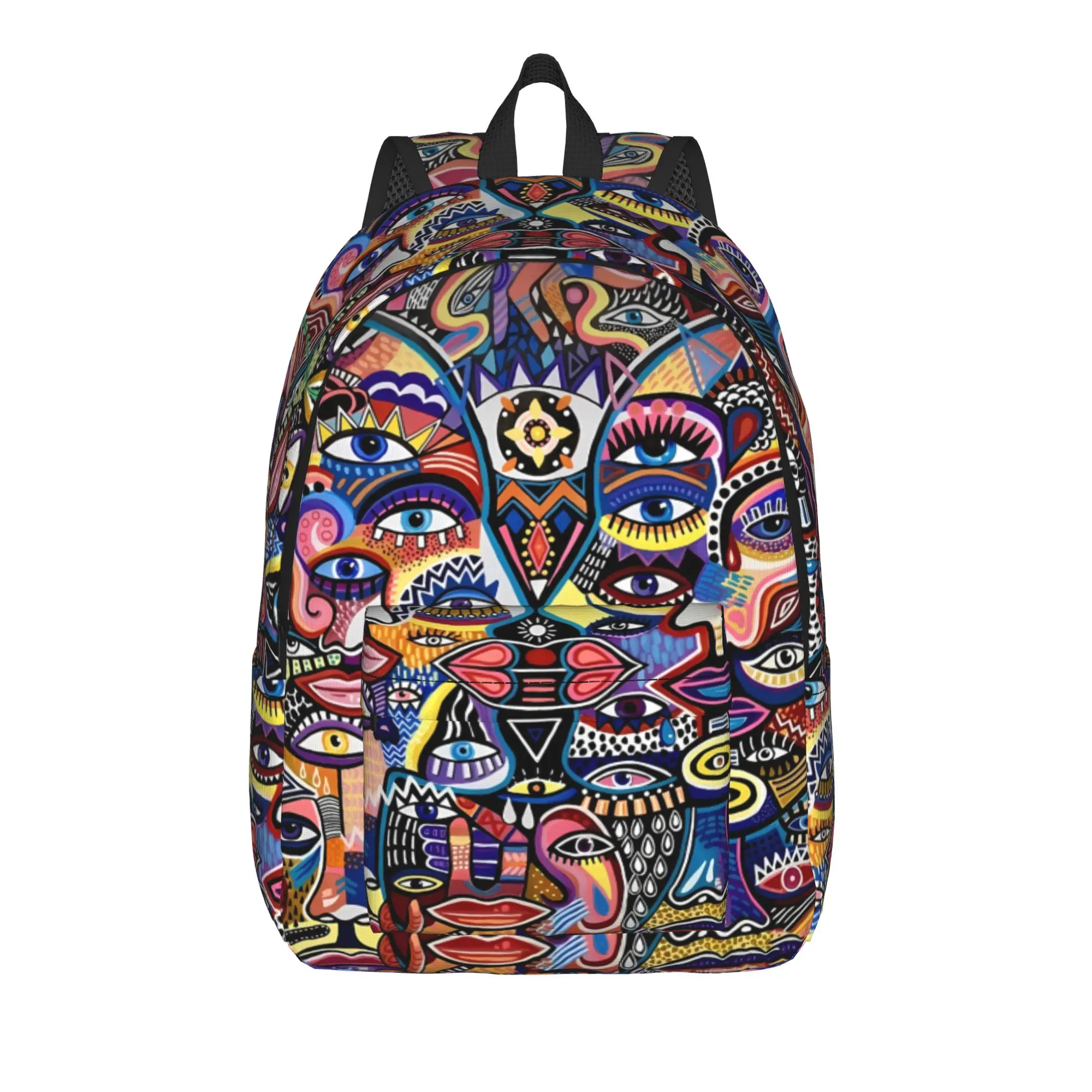 Graffiti Tribal Face Cartoon Backpack Colorful Geometry 3D Print Stylish Backpacks Teen Outdoor High School Bags Design Rucksack