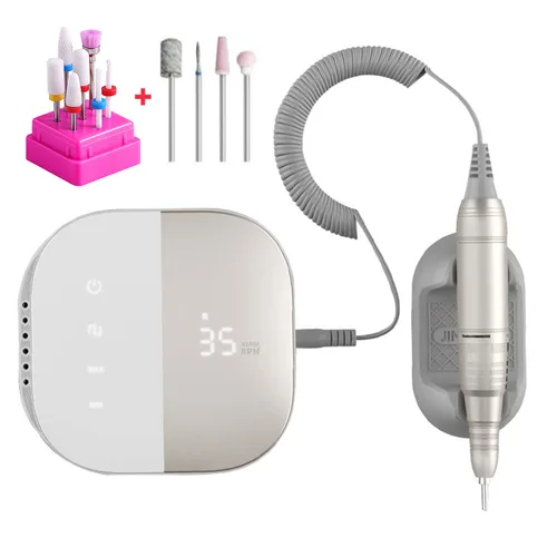 Taladro eléctrico para uñas de alta calidad, lima eléctrica de 35000 RPM, pantalla HD, pluma de manicura de Metal, lijadora de torno de uñas profesional