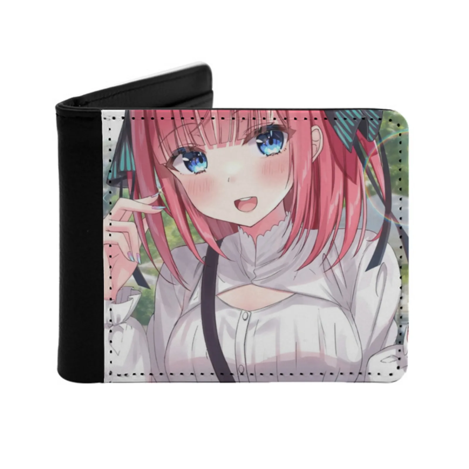 Nino Nakano Casual Outfit Men's Wallet Pu Leather Wallet Multifunction Credit Card Purse Anime Nakano Manga Quintessential Nino