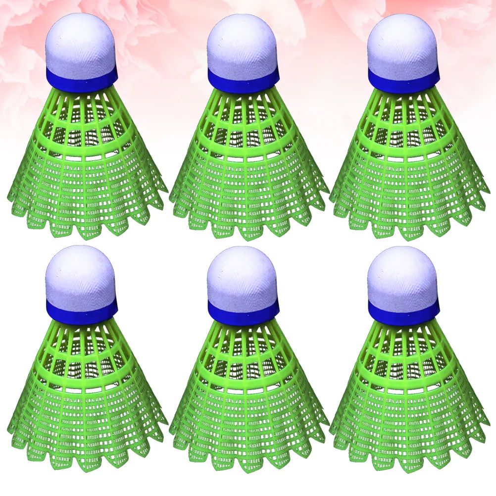 6 قطع من كرة الريشة البلاستيكية خفيفة الوزن للأطفال والمبتدئين، كرة متينة عالية المرونة باللون الأبيض