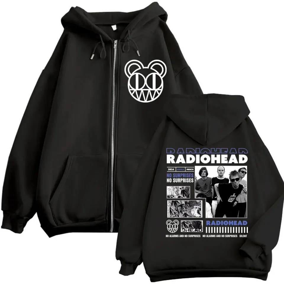 Rock Band Radiohead Zipper Hoodie OK Computer No Surprises Merch