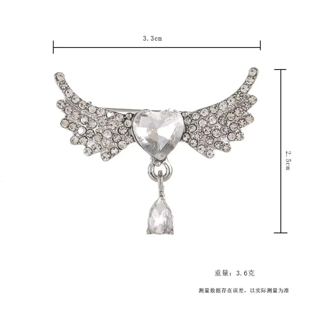 رائعة Bowknot دبابيس مزاجه حجر الراين أجنحة الملاك دبابيس السلامة وشاح حريري مشبك مجوهرات الحفلات الملابس والاكسسوارات #6