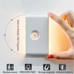 Xiaomi sem fio led night light com sensor de movimento usb recarregável 400mah bateria moderna lâmpada parede para quarto mesa cabeceira