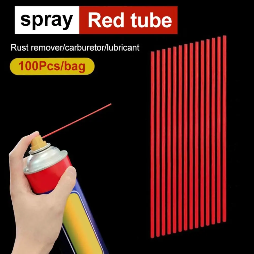 Plastic Tube Spray Can Extension Straw 12cm Length Extended Extension Straw Replacement Tips Accessories Red Color