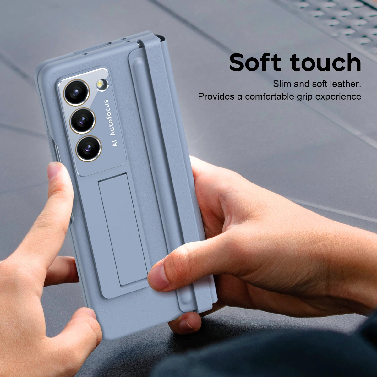 Full Screen Protection With Pen Slot Case For Samsung Galaxy Z Fold 6 5 4 3 Folding Hinge With Touch Pen Holder Shockproof Cover