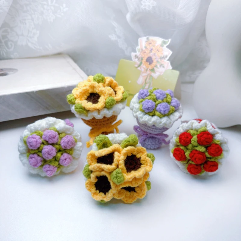 سلسلة مفاتيح من الكروشيه وردة عباد الشمس ، سحر الحقيبة ، سلسلة مفاتيح محبوكة ، حلقة مفاتيح زهور مزيفة ، إكسسوارات قلادات