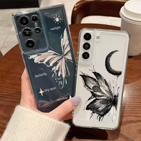Butterfly Case For Samsung Galaxy A14 A34 A55 A56 A54 A26 A36 A15 A35 5G S25 Edge S24 S23 S22 Ultra Plus S24 FE Silicone Cover