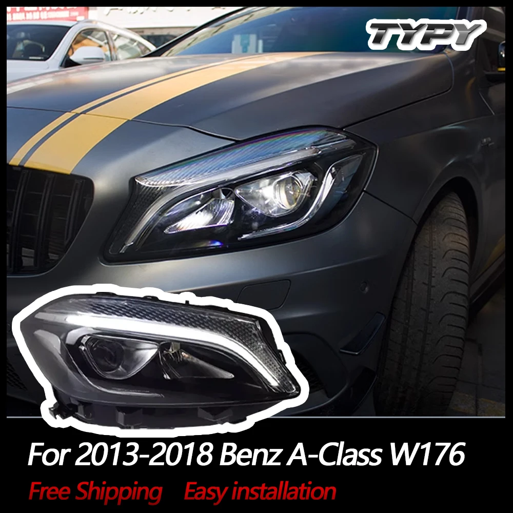 

Автомобильные фары TYPY для Mercedes-Benz A-Class W176 2013-2018 светодиодный, автомобильные лампы, дневные ходовые огни, динамические Сигналы поворота