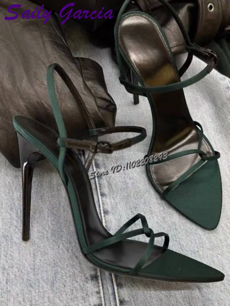 

Sexy Purple Stiletto Sandals Round Toe Satin Silk Shallow Cross-tied High Heels Elegant Women 2025 Summer New Fashion Dress Shoe