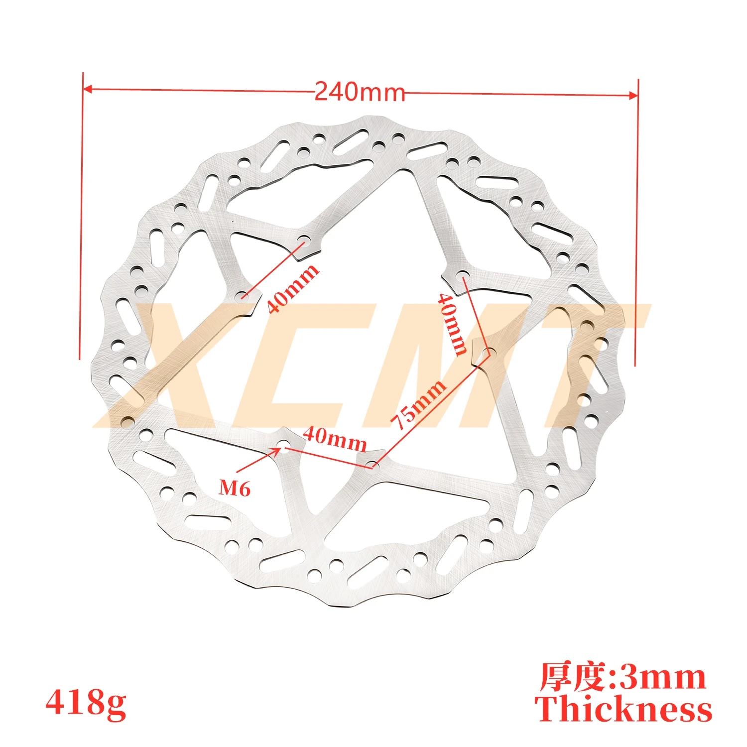 Electric Off-Road Motorcycle Accessories OEM 6-Hole 240mm Front and Rear Universal Steel Brake Disc For SUR-RON Ultra Bee
