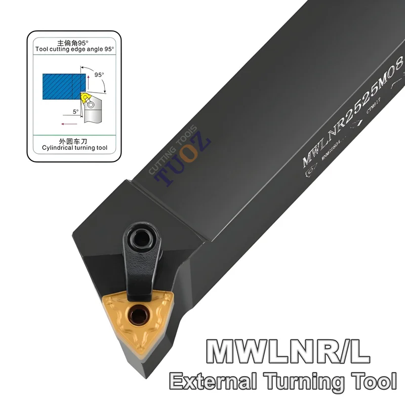 

TUOZ MWLNR MWLNL 95 градусов Внешний токарный инструмент 1616H08 2020K08 2525M08 3232P08 Держатель с ЧПУ Токарный станок с хвостовиком WNMG0804 Вставки
